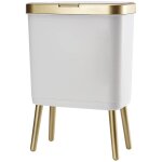 Poubelle en plastique, poubelle dore de 4 gallons avec bouton poussoir, corbeille  dchets blanche ...