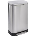 Poubelle rectangulaire � fermeture lente et � base sur�lev�e, 50 litres, argent�