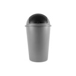 Poubelle ronde grise 50 l. design et hyginique. couvercle rapide