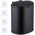 Poubelle suspendue, 9 litres, m�canisme de fermeture, seau amovible, montage mural, noire - relaxdays ...