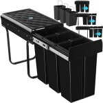 Tectake - poubelle de tri ashlyn 30 l avec 3 compartiments - noir Tectake - poubelle de tri ashlyn 30 l avec 3 compartiments - noir