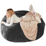 Pouf 150 fauteuil poire canap� adulte confortable - salon chambre balcon - gris fonc�