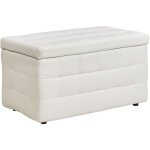 Beliani - pouf 72 x 42 cm en cuir pu avec rangement chesterfield blanc capitonné michigan Beliani - pouf 72 x 42 cm en cuir pu avec rangement chesterfield blanc capitonné michigan