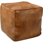 Pouf carr en cuir marron 40 cm - arrah