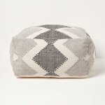 Homescapes pouf carr� noir et gris en coton malmo, 55 x 55 x 30 cm
