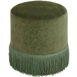 Pouf chenille � franges  alanya  37cm kaki