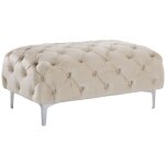 Pouf chesterfield en velours beige edwina