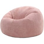 Pouf classique en velours ctel kingston, fauteuil pouf pour adultes, 85cm x 50cm, rose aube, oeko - ...