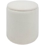 Atmosphera - pouf coffre bouclette kaydi blanc d35cm cr�ateur d'int�rieur