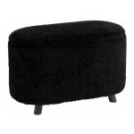 Pouf & coffre de rangement  teddy  80cm noir