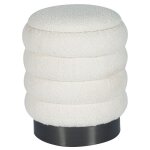 Vente - unique - pouf coffre de rangement en tissu bouclette blanc esdalo