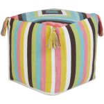 Beliani - pouf en coton carr housse amovible fait main motif gomtrique avec pompons multicolore moneasa ...