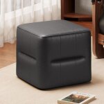 Pouf cube, siège ottoman, repose - pieds en cuir synthétique noir, tabouret de maquillage pour salon, ... Pouf cube, siège ottoman, repose - pieds en cuir synthétique noir, tabouret de maquillage pour salon, ...