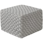 Pouf d'ext�rieur tiss� � la main ottoman de jardin 50 x 50 cm mati�re synth�tique gris nalli