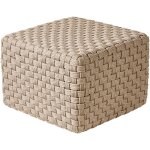 Pouf d'ext�rieur tiss� � la main ottoman de jardin 50 x 50 cm mati�re synth�tique taupe nalli