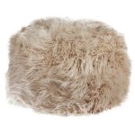 Pouf en fausse fourrure perles eps rembourr� motif uni carr� 50 x 50 x 30 cm beige tukki