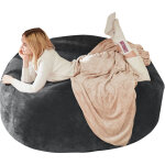 Pouf en fausse fourrure - poufs de salon - pouf g�ant - pliable, mousse, housse lavable, si�ge relax ...
