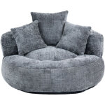 Pouf, fauteuil poire lazy sofa chenille pour adultes et enfants, gris
