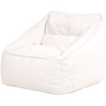 Pouf fauteuil en tissu borg boucl natalia, xxl, pouf de salon gant, pouf poire adultes, naturel / crme ...