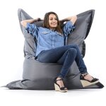 Livedeco - pouf gant graphite antrhacite big52 classic 170x130 cm - dhoussable, intrieur / extrieur, ...
