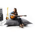 Pouf gant lin intrieur salon, dhoussable, cocooning gris fonc big52