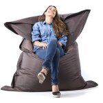 Livedeco - pouf gant marron big52 classic 170x130 cm - dhoussable, intrieur / extrieur, rempli de ...