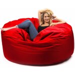 Livedeco - pouf gant rond xxl extrieur en tissu rsistant outdoor rouge, dhoussable, pour jardin, ...