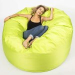 Livedeco - pouf gant rond xxl extrieur en tissu rsistant outdoor vert lime, dhoussable, pour jardin, ...