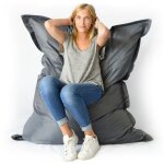 Livedeco - pouf gant xl 160 x120 cm intrieur et extrieur, dhoussable, salon, jardin, anthracite big52 ...