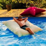 Livedeco - pouf g�ant xxl d�houssable, flottant pour piscine, beige pool big52