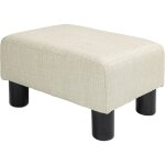 Pouf homcom repose - pied tabouret bas en tissu de lin capacit� de charge 110 kg 40 x 30 x 24 cm beige ...