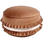 Pouf moderne en velours 50 x 50 x 30 cm rond rembourr� eps forme de macaron accessoire enfant marron ...