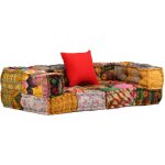 Pouf modulaire  2 places patchwork tissu