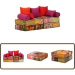 Vidaxl - pouf modulaire à 2 places patchwork tissu - canapé modulable - pouf convertible - canapé - lit ... Vidaxl - pouf modulaire à 2 places patchwork tissu - canapé modulable - pouf convertible - canapé - lit ...