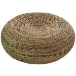 Pouf oriental en narcisse et rotin marron fine asianliving - d50 x h 18 cm