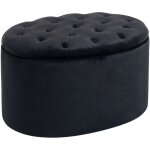 Homcom - pouf ovale style chesterfield plateau assise capitonn rembourr dim. 71 x 52 x 42 cm velours ...
