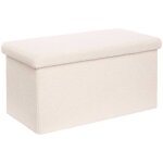 Pouf pliable coffre jaiko en bouclette blanc 76x38cm - atmosphera cr�ateur d'int�rieur