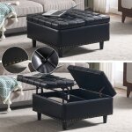 Pouf pliable coffre de rangement carr 75x75x41cm pu cuir petit canap pour salon chambre meuble entre ...