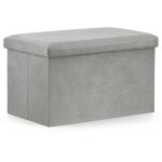 Pouf pliable xl - 60x38x38cm, velours gris