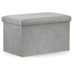Pouf pliable xl - 60x38x38cm, velours gris