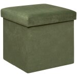 Pouf pliant lilou en velours 38x38cm vert kaki atmosphera crateur d'intrieur