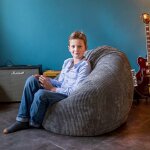 Livedeco - pouf poire dhoussable avec billes, velours ctel gris, intrieur pour salon, chambre - big52 ...