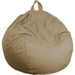 Pouf poire gant xxl d'intrieur en tissu effet lin - 120x150 cm - beige
