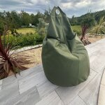 Pouf poire à microbille kaki 80 cm Pouf poire à microbille kaki 80 cm