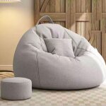 Pouf poire tissu lin avec remplissage, canap� paresseux g�ant repose - pieds coussin lombaire salon chambre ...
