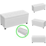 Pouf de rangement cuir synthtique blanc - pouf de rangement - ottoman - banc coffre - meuble de salon ...