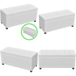 Pouf de rangement cuir synthétique blanc - pouf de rangement - ottoman - banc coffre - meuble de salon ... Pouf de rangement cuir synthétique blanc - pouf de rangement - ottoman - banc coffre - meuble de salon ...