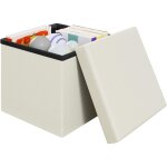 Pouf rangement en lin, pouf coffre, tabouret rangement 30x30x30cm, design pliable, pouf de rangement ...