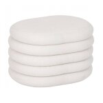 Pouf de rangement ovale en tissu bouclette, coloris blanc - longueur 59 x profondeur 45 x hauteur 40 ...
