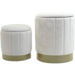 Mobili rebecca - pouf avec rangement rebecca mobili okome 44x35, 5x35, 5 tissu polyester acier blanc ...